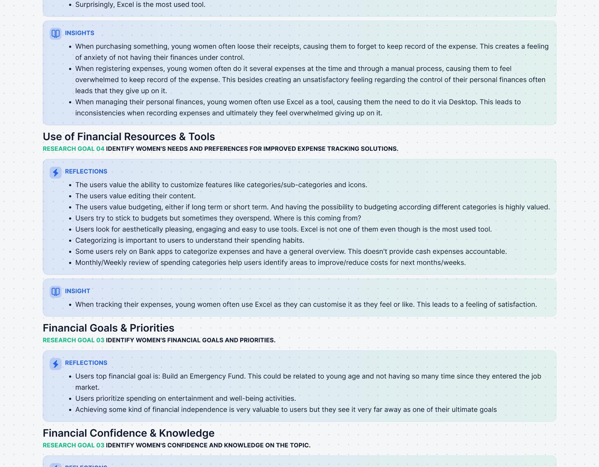 Reflections and insights on tools, financial goals and priorities