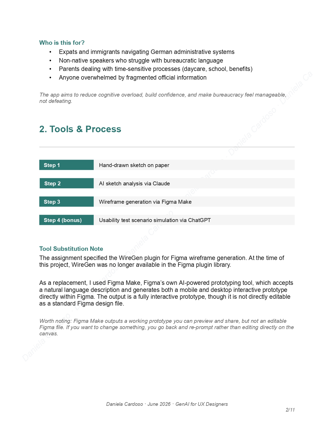 Page 2 - Who is this for, tools and process, tool substitution note